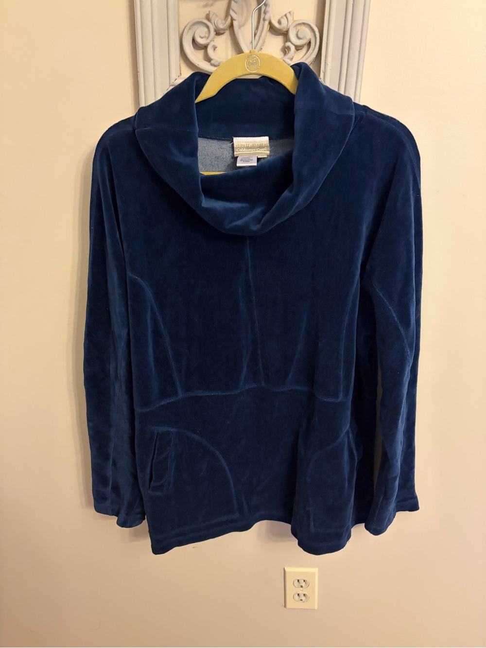 Coldwater Creek Deep Navy Velvet Cowl Pullover